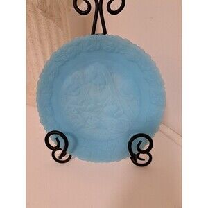 Vintage 1976 Blue Fenton Satin Mothers Day Plate  8"
